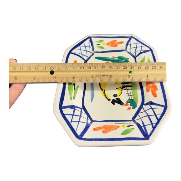 1998 Pottery Dish Tray Artist Signed Stebner Hand Painted Porcelain Sheep VTG - Picture 4 of 10